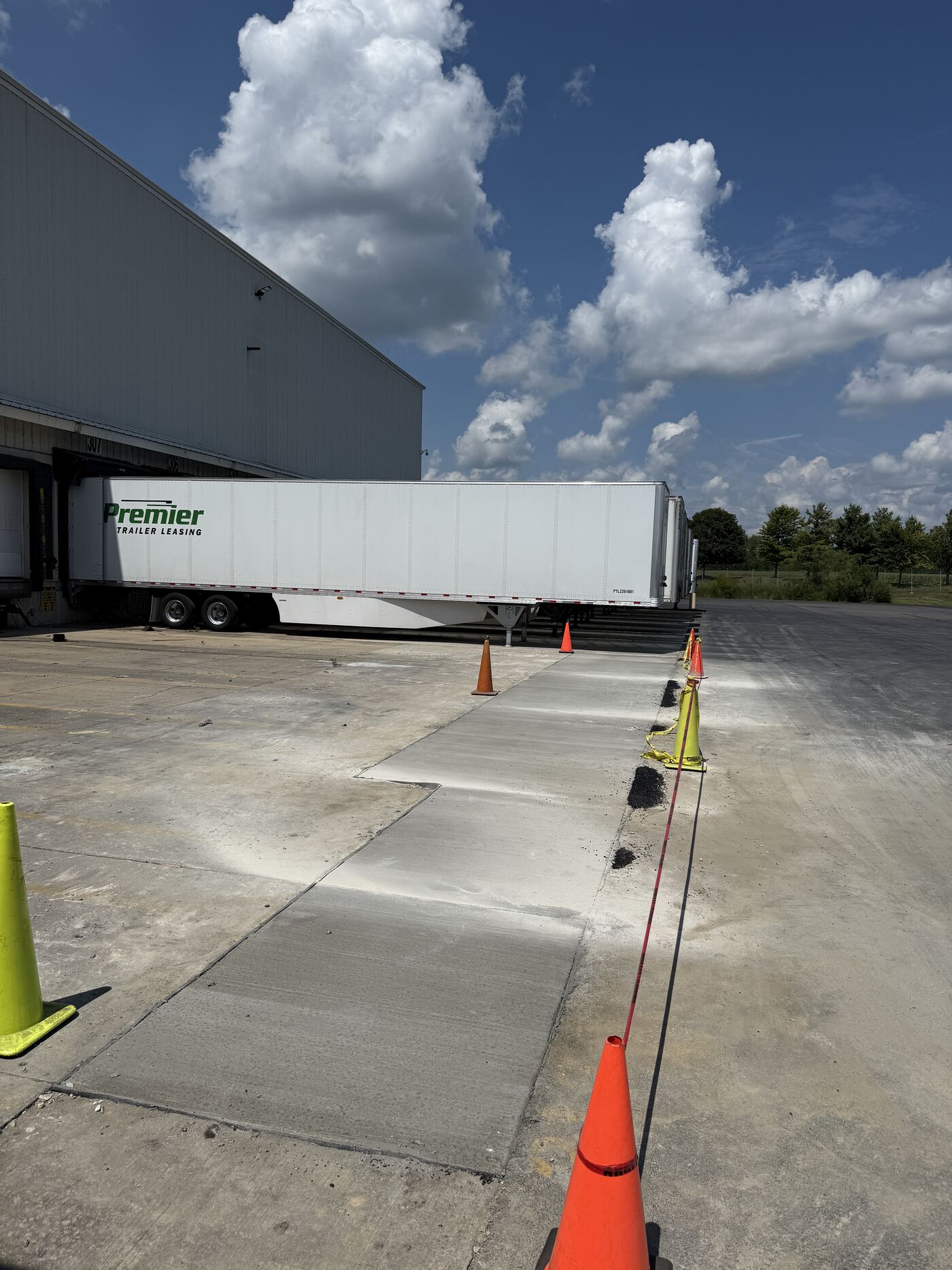 New concrete pavement repair at a distribution center loading dock